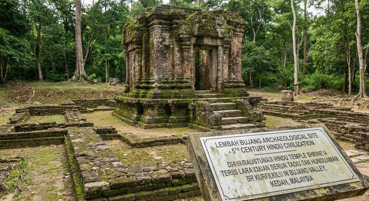 Rekonstruierter Tempel im Bujang Valley